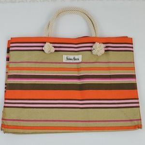 Neiman Marcus Striped Canvas 14" x 10.5" Tote